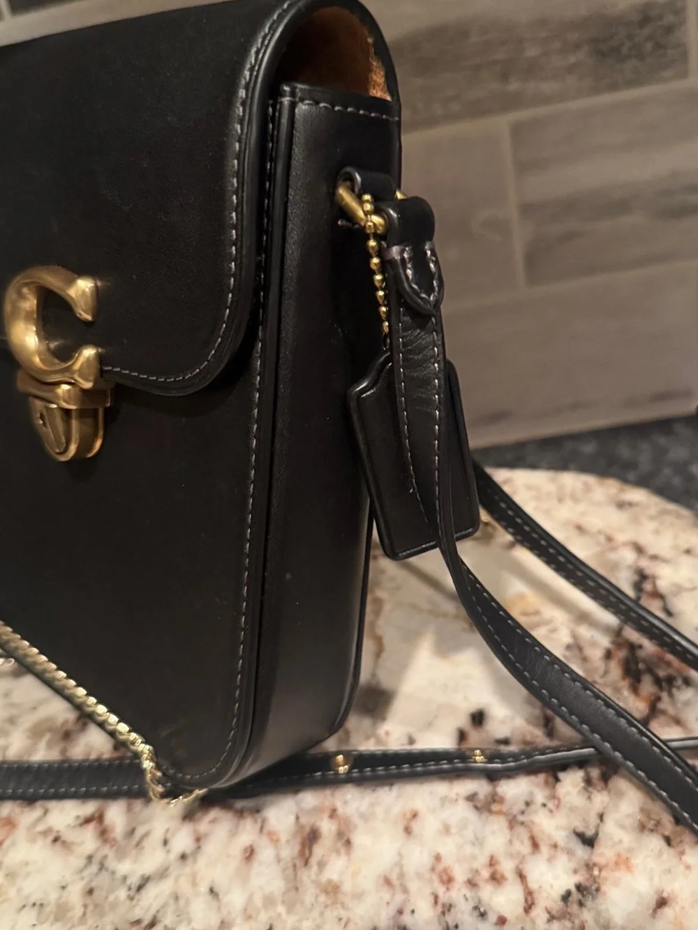 COACH Tall Studio Crossbody in Black Glovetanned Leather (Style CA057)